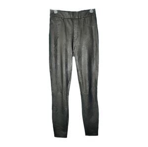 Spanx Skinny Hi Rise Pull-on Black Pleather Stretch Pants Women's Size Small
